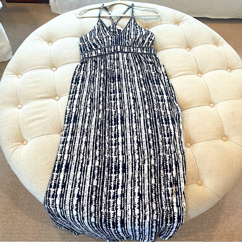 Ella moss black and white patterned maxi dress